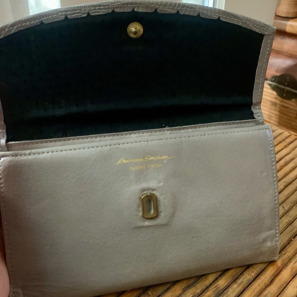 taupe kidskin Vintage leather wallet clutch, Princess Gardner taupe/grey. - Picture 12 of 13
